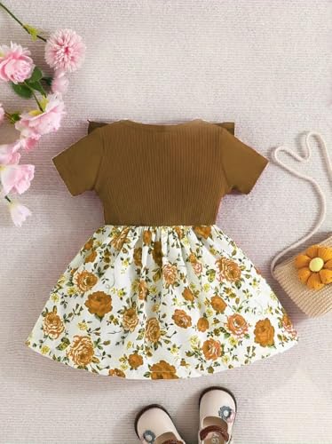 Image of Buy & Try by Dharmikaay Lycra Girl's Floral Printed Frock Dress for Girls Short Frock Baby Princess Wester Dress| Stylish Fancy Kids Clothing for Festival, Birthday, Fashion