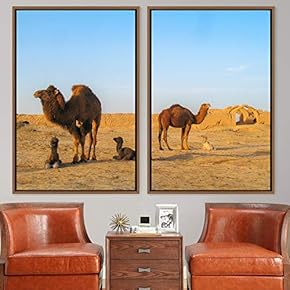 signwin 2 Piece Framed Canvas Wall Art Camels...