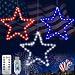 Red White and Blue Lights,3Pack 4th of July Decorations Iron Framed Hanging Patriotic Star Lights 145LED USB Operated Indoor Window Light for Fourth of July,Independence Labor Memorial Day Home Decor