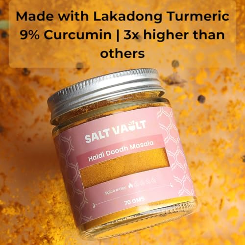 Image of Salt Vault Haldi Doodh Masala (50g) | Golden Milk Blend with Lakadong Turmeric and warming spices | 100% Chemical-free, Farm-Sourced Spices | No Preservatives, No Adulteration | Zero Sugar | Immunity Booster, Anti-Inflammatory, Sleep Support