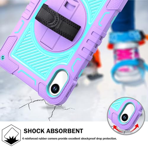 Image of ProElite for Xiaomi Redmi Pad 2 11 inch Case, Rugged 3 Layer Armor case Cover for Xiaomi Redmi Pad 2 11 inch Case with Hand Grip and Rotating Kickstand with Shoulder Strap, Purple Blue