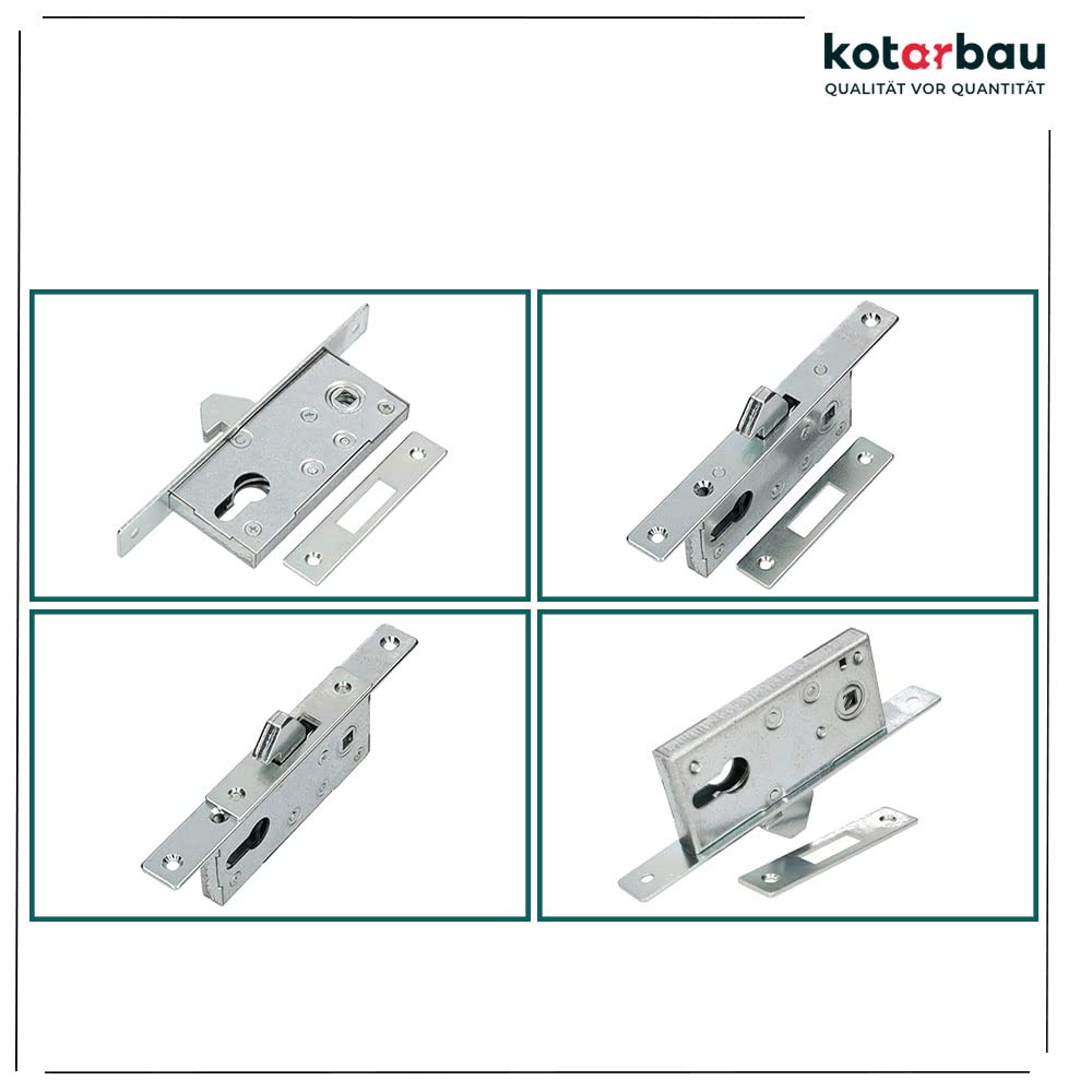 KOTARBAU® Cerradura para embutir para bombín, Cerraduras para Puertas correderas H-60, Cerradura de Gancho, Cerradura de Acero INOX, Cerrojo Pico de Loro en Acero, Herraje de Seguridad para Puertas