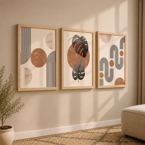 Image of NoWorries Abstract Leaf Wall Paintings | Multicolor Framed Wall Art for Living Room, Bedroom & Office Home Decoration - Modern Art Prints (Art-19, 17x25inch)