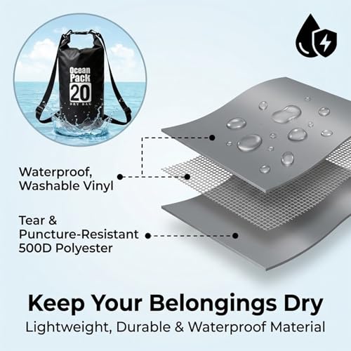 Image of Floating Waterproof Dry Bag for Kayaking Boating Paddle Boarding | 5L /10L /15L /20L /30L Lightweight Large Waterproof Backpack Keeps Gear Dry And Afloat For Hiking Camping Beach With Roll Top