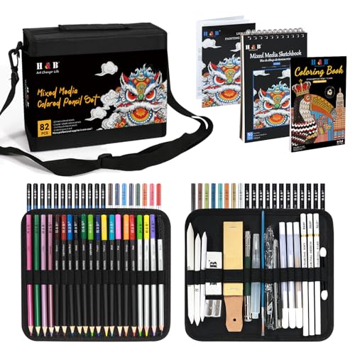 Kit de dessin et coloriage lot de 82 pièces, l'idée cadeau idéale avec son sac noir