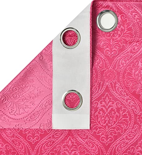 Image of Homefab India 2 Piece Velvet Emboss Long Door Curtain - 8 feet, Room Darkening Curtains, Pink