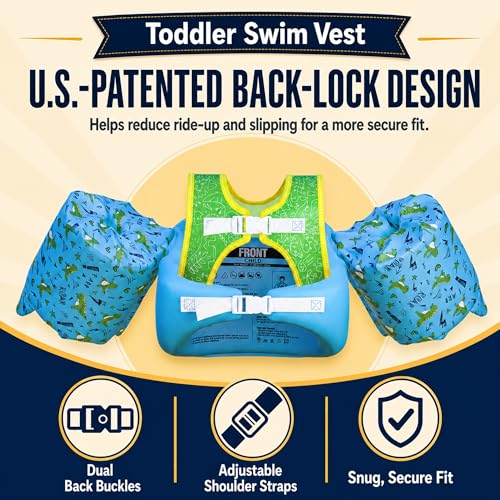 Image of Dark Lightning Toddler Swim Vest for Kids Ages 2-7, Kids Pool Floaties with Arm Wings, USCG Approved Life Jacket for Boys Girls, 33-55 lbs