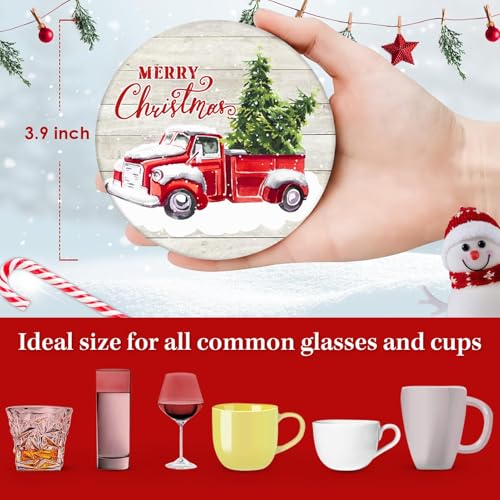 Dessous de verre de Noël camion rouge support métal tapis de table liège - 5