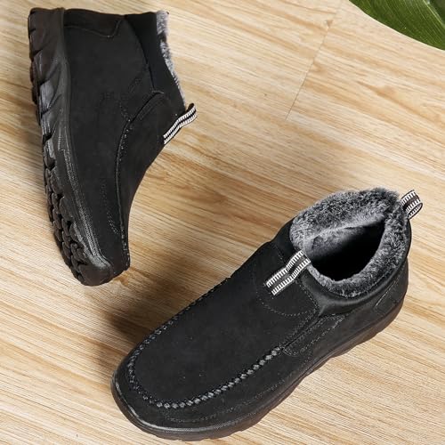 Image of COSIDRAM Men Shoes Winter Snow Boots Cotton-Padded Slip on Casual Warm Walking Sneakers Waterproof House Shoes