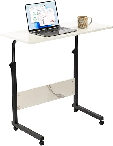 Hadulcet Mesa auxiliar móvil, carrito de escritorio para portátil, mesa ajustable sobre la cama con ruedas para sofá, 31.5 x 15.7 pulgadas, color