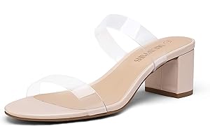 Women's Two Strap Open Toe Low Block Chunky Heels Sandals Dress Pumps Shoes