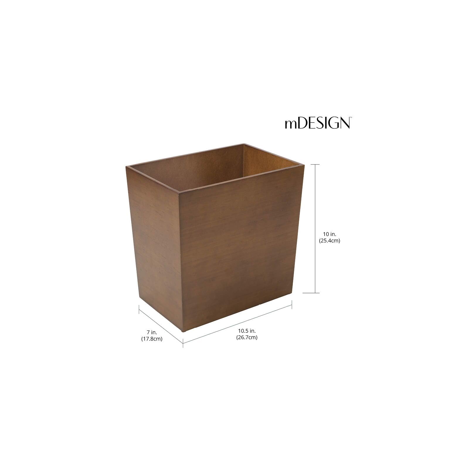 mDesign Piccolo cestino rotondo in plastica con coperchio basculante in bambù, per bagni, cucine, uffici domestici, 5 litri, colore: menta/legno naturale