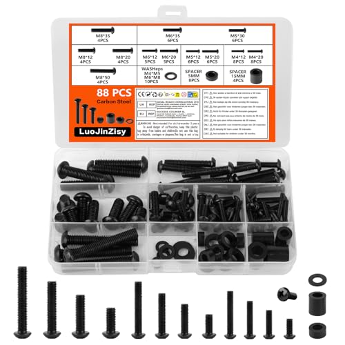 88 Pcs Kit de Vis de Montage TVs, Kit de Matériel de Montage TV Universel, BoulonsVis de Fixation Murale TV M4 M5 M6 M8 Vis VESA pour Supports Muraux TVs,...