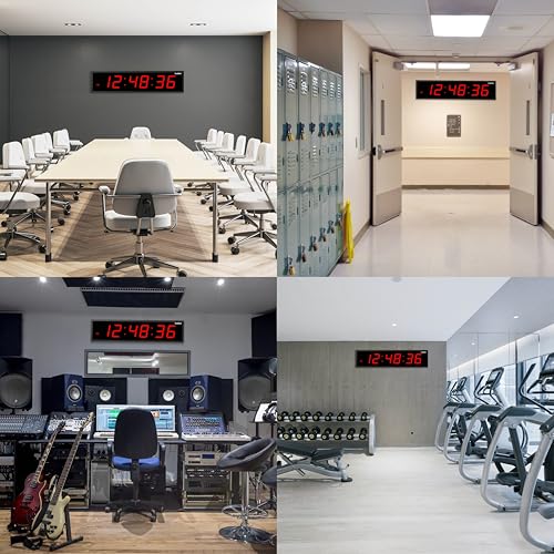 Image of Ivation Huge 24 inch Large Digital LED Clock with Stopwatch, Alarms, Countdown and Temperature Timer, Red, 6 Level Brightness, Mounting Holes and Tools