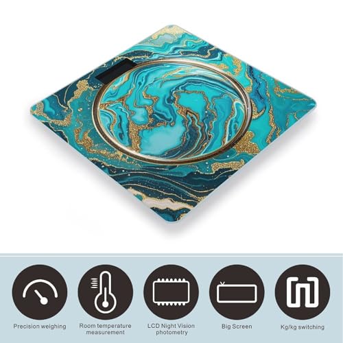 Báscula Digital de Vidrio Templado Turquesa con Pantalla LCD miniatura 3