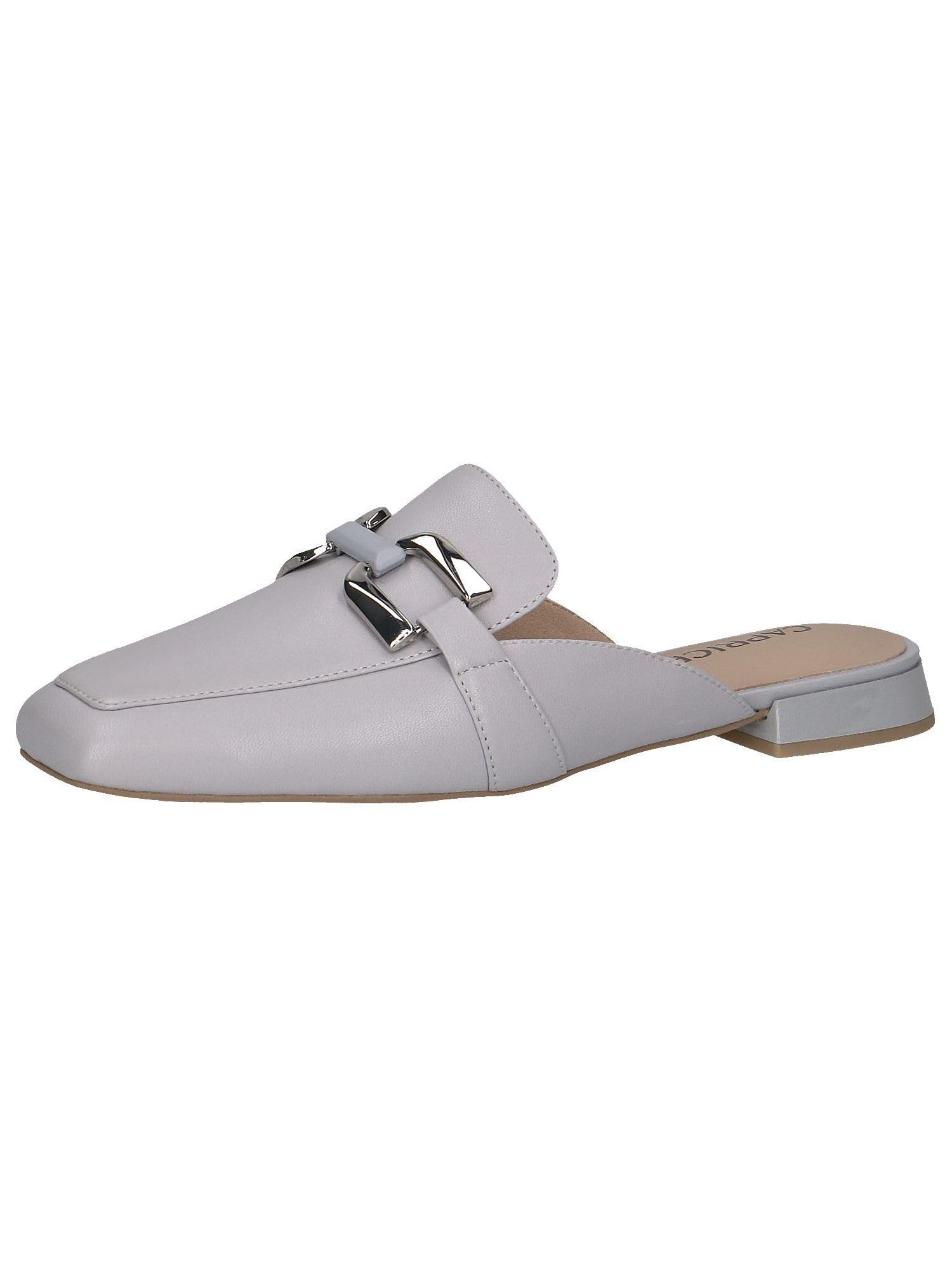 CAPRICE Women's flat leather loafers Elegant, Gray (Lt.Blue Perl), 4 UK