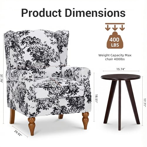 Sillón Reclinable Floral con Estructura de Madera miniatura 2
