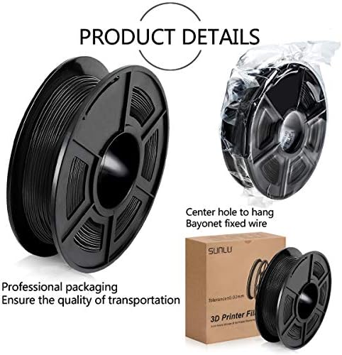 SUNLU Flexible TPU 3D Printers Filament 1.75mm, Black TPU Filament 1.75 +/- 0.03 mm for 3D Printing, 1.1LBS (0.5KG) Spool