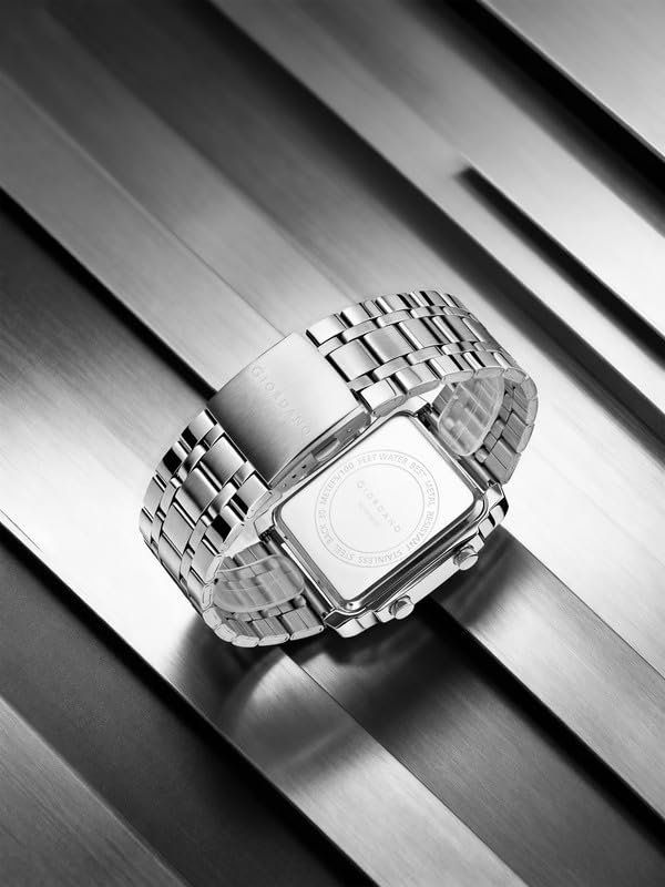 Image of Giordano Analog-Digital Quartz Watch for Men with LED Light, 3-Time Display, Date Function, 30M Water Resistance & Stainless Steel Strap