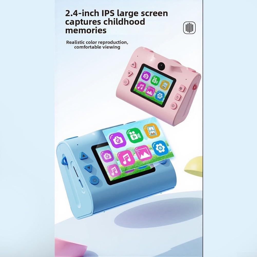 Fotocamera istantanea Dual Lens ABS Blu Fotocamera istantanea Dual Lens(Blue Print Camera) | Sistema a doppia lente, anteriore e posteriore, materiale ABS, colori blu e rosa, design compatto