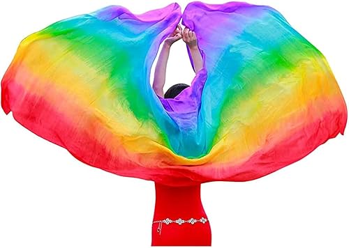 Nimiman Mujeres 100% Seda Real Vientre Danza Velos Bailando Mano Bufandas Color Gradual Tamaño Adulto Nimiman Mujeres 100% Seda Real Vientre Danza Velos Bailando Mano Bufandas Color Gradual Tamaño Adulto