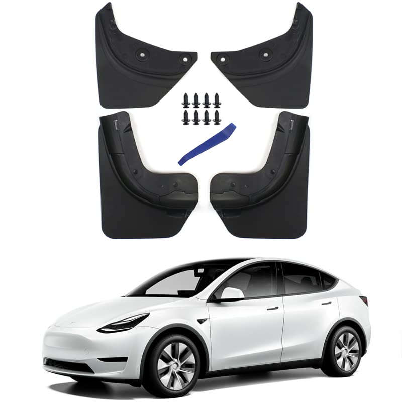 Image of Car Mud Flaps Splash Guards Rear Mud Flap Compatible with 2024 2020 2021 2022 2023 2024 Tesla Model Y Accessories (No Need to Drill Holes, Set of 4)