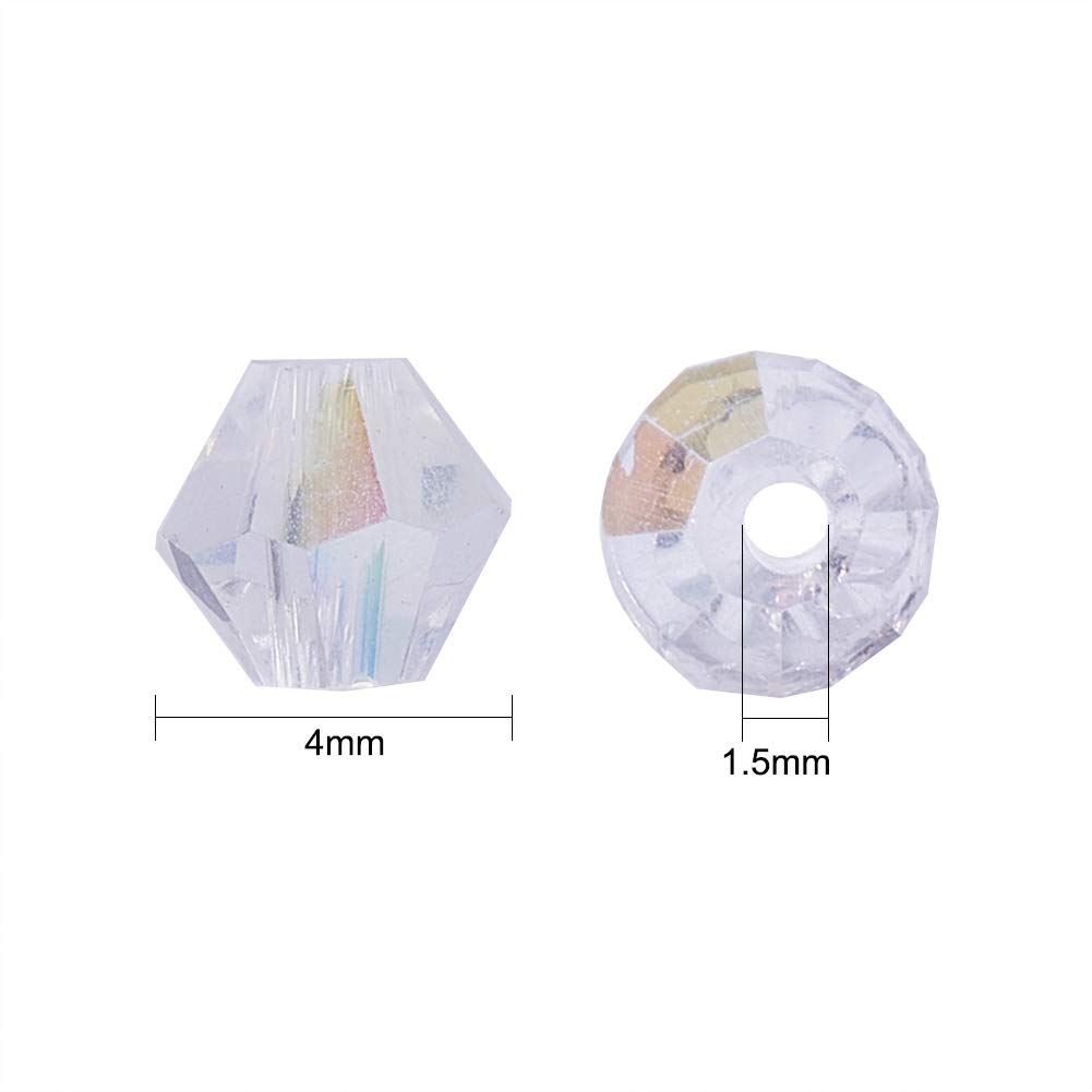 Nbeads 10 Brins Imitent Cristal Autrichien Feux-Plaquent Bicône Perles De Verre, AB Couleur Plaqué, Grade AA, Facettes, AB Couleur Plaqué, 4 × 4 Mm, Trou