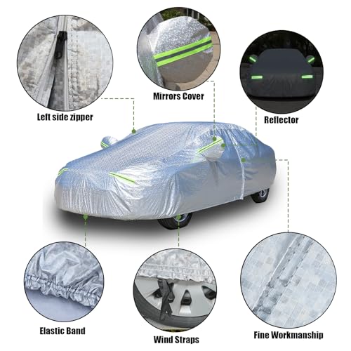 Image of 5 Layers Waterproof Car Covers for Automobiles All Weather Season UV Protection Rainproof Outdoor Full Cover Universal Fit Sedan 186 inch to 193 inch