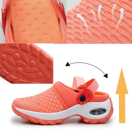Women's Orthopedic Clogs with Air Cushion Support, Slip on Stretch Wide Width Arch Mules Summer Mesh Sneaker, Reduce Back and Knee Pressure Slippers Sandals4