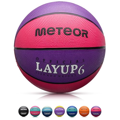 Meteor Layup Kinder Mini Basketball Größe #5 ideal auf die Jugend Kinderhände von 4-8 Jährigen abgestimmt idealer Basketball für Ausbildung weicher Basketball (Größe 6 (Damen), Rosa & Violett), Null