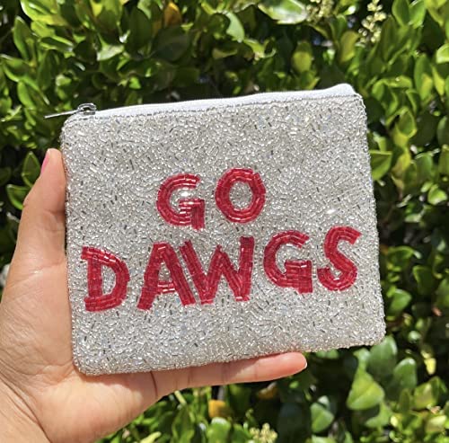 Go Dawgs Beaded Coin Purse, Go Dawgs Coin Purse, Beaded Coin Pouch, Small Wallets, Birthday Gift, Football Fans Gifts2