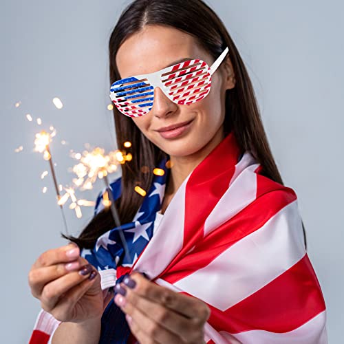 American Flag USA Patriotic Design Plastic Shutter Glasses Shades Sunglasses Eyewear for Party Props, Decoration (12 Pairs)3