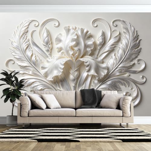 Mural de pared con escultura de iris para un salón barroco elegante 2