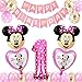 Decoración de la Fiesta de cumpleaños de Minnie Mouse, FANDE Mickey Globos para Fiestas de Cumpleaños Decoraciones de Mickey Mouse (Rosado)