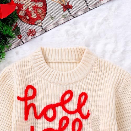Toddler Boys Girls Christmas Embroidered Knit Sweater Long Sleeve Pullover Sweatshirt Winter Warm Tops4