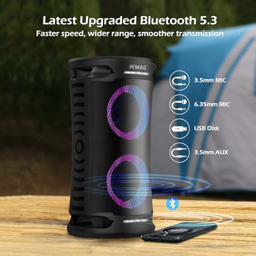 Large Bluetooth Speaker, 260W Peak Powerful Loud Sound with Deep Bass, Portable Outdoor Speaker Wireless, 15Hr Playtime, Fast Charge, TWS, Cool Lights for Party, Camping, Beach, Backyard, Home, Work - Image 6