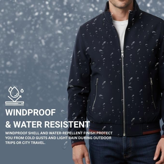Image of Leriya Fashion Men's Winter Polyester Standard Length Jacket | Lightweight Outerwear Jacket for Men | Full Sleeve Casual Winter Outfit | Stylish Zip-Up Jackets for Daily Travel & Outdoor Use