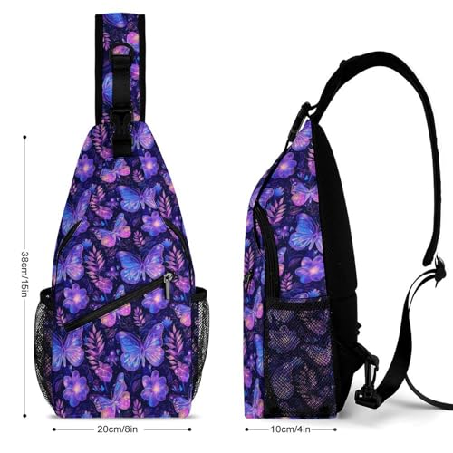 Butterfly Glitter Large Capacity Sling Bag Cross Chest Bag Travel Hiking Crossbody Bag Daypack for Women Men2