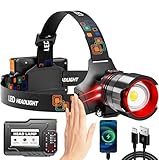 Rechargeable LED Headlamp 99000 High Lumens, Super Bright with 12 Modes & IPX7 Level Waterproof USB Rechargeable Zoom Headlamp, 125° Adjustable for Outdoor Camping, Running, Cycling, Climbing, Home