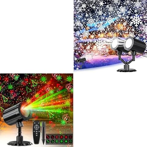 Christmas Snowflake Projector & Red and Green Christmas Light Projector Outdoor with Remote Control for Christmas Decorations Cover