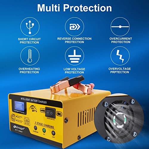 Etrogo Caricabatterie al Piombo 12V/6V 10A