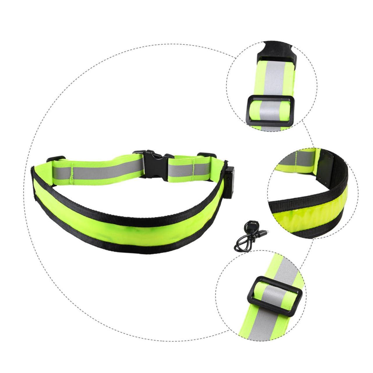 VANZACK Ceinture Lumineuse Bande élastique réglable Cyclisme réfléchissant Bracelet LED lumière LED Feux LED Ceinture réfléchissante Sangle réfléchissante réglable asb Green
