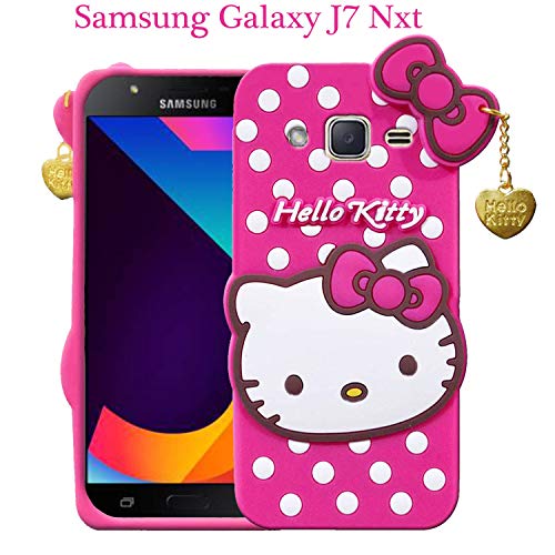 Image of Unirock Hello Kitty Back Case Cover for Samsung Galaxy J7 Nxt| 3D Cute Hello Kitty Case |Soft Silicone Rubber Back Cover with Pendant Kitty Cover for Samsung Galaxy J7 Nxt (Pink)