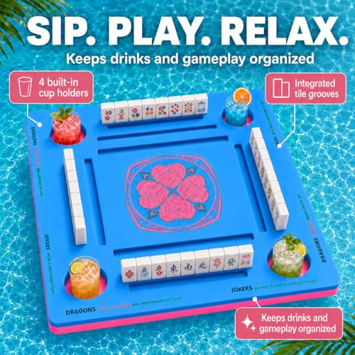 Mesa flotante de espuma para Mahjong 32" con portavasos miniatura 2