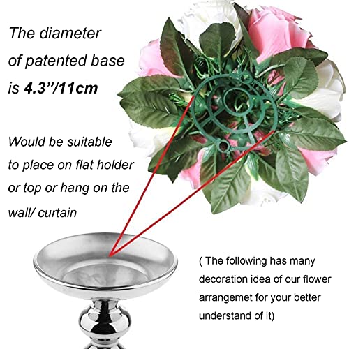 Flower Balls Wedding Rose Centerpieces: 10 Pcs Fake Flowers With Base Kissing Balls Decor Champagne &White Artificial Floral Arrangements Flower Bouquet Of Roses Home Party Table Diy Decorations #TOP4