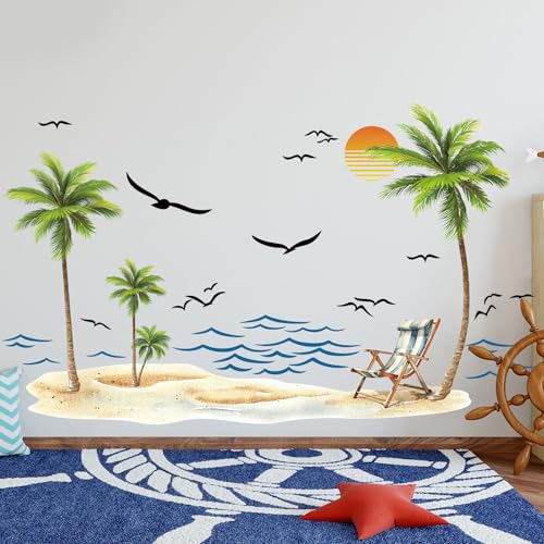 Vinilos Decorativos Tropicales con Palmas y Olas miniatura 2