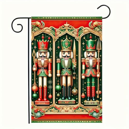 Image of BlissYard Christmas Nutcracker Soldiers Garden Flag 12x18 Inch Polyester | Double sided polyester, Christmas three nutcracker soldiers design, classic holiday decor for porch and yard