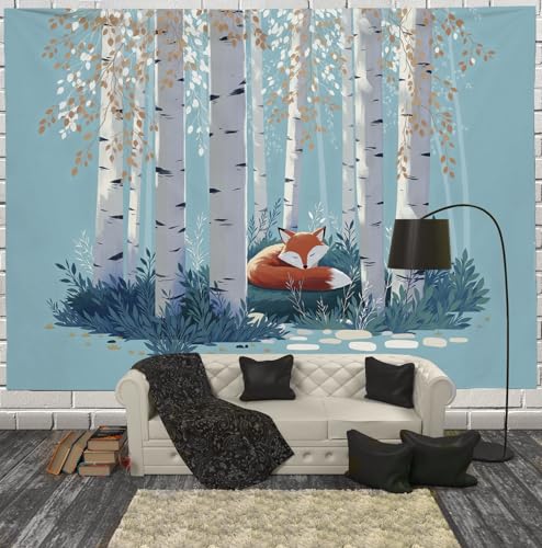 Tapices de tela grandes de 230x150cm con diseño de zorro del bosque para pared