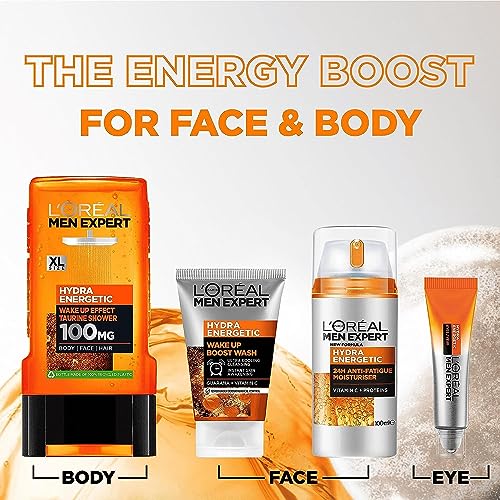 L'Oréal Men Expert - Soin Hydratant Anti-Fatigue 24H XXL pour Homme - Hydrate & Illumine - Concentré en Vitamine C Pure 10% - Usage Quotidien - Hydra Energetic - 100 ml (Lot de 2)