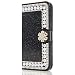 Produktbild 3D Butterfly Bling Glitter Glitzer Diamond Musterg Ledertasche Slim Retro Bookstyle mit Standfunktion Karteneinschub Magnetverschluss Flip Wallet Hülle Schutzhülle für Samsung Galaxy J4 2018